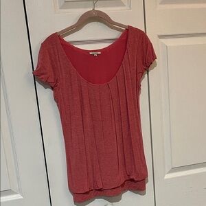 Anthropologie Women's Muted Red Scoop Neck Top—Bordeaux size M.